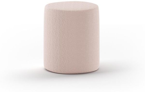 Polsterhocker MOON Rund Boucle Stoff Rosa