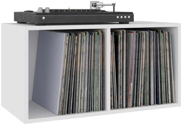 vidaXL Schallplatten-Aufbewahrungsbox, Holzwerkstoff, 71x34x36 cm, Weiß Bild 4