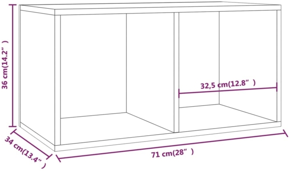 vidaXL Schallplatten-Aufbewahrungsbox, Holzwerkstoff, 71x34x36 cm, Weiß Bild 8