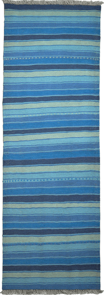 Looma 'Zartosht' Kelim Gashgai handgewebt, Schurwolle Blau, 66x199 cm
