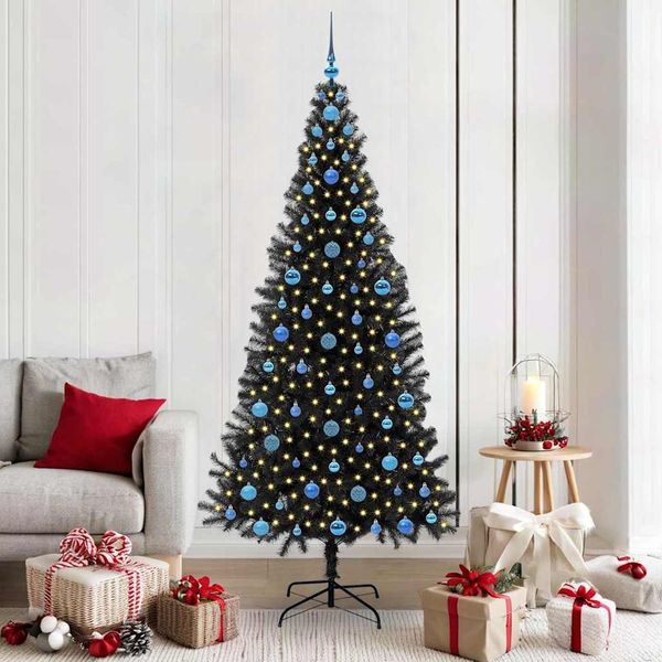 vidaXL Weihnachtsbaum mit 300 LEDs mit Ständer Schwarz 210 cm PVC 3396494