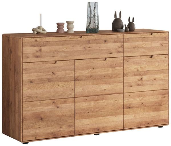 Massivart® Sideboard LUCAS 149 cm / Massivholz Wildeiche geölt / Soft-Close-Funktion, 3 Türen / 2 Schubladen / 2 Einlegeböden