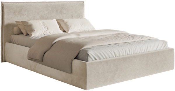 Selsey 'Softie Slim' Polsterbett 200×200 mit Bettkasten und Lattenrost, Velours, beige