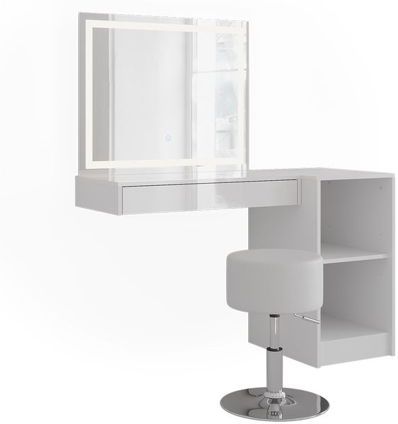 Schminktisch Sherry Weiß/Weiß Hochglanz 120 cm 4 Teile Vicco