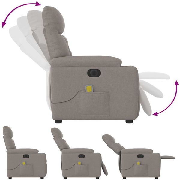 vidaXL Massagesessel Elektrisch Taupe Stoff 3303029 Bild 8