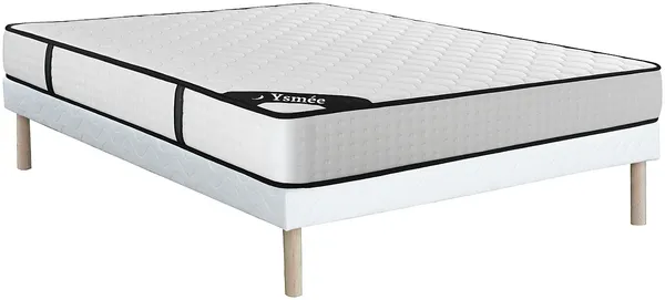 Vente-unique - LUREAN Mattress and bed base set Stoff Weiß - B 140 cm x H 22 cm31 cm x L 190 cm