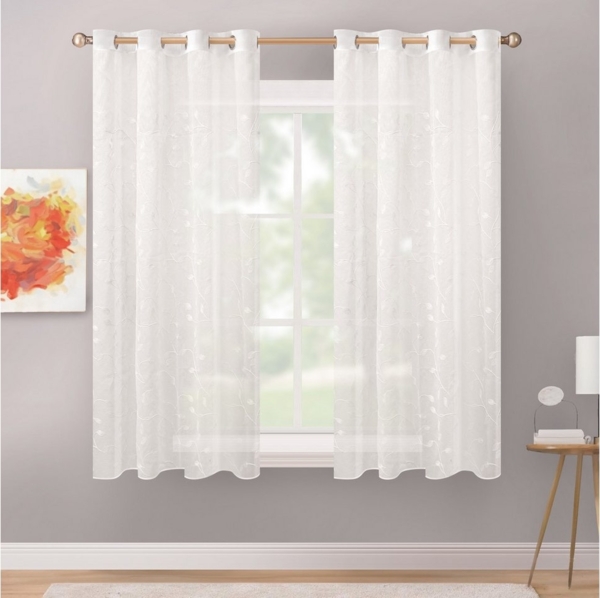 Delindo Lifestyle Gardine Serie Monique (2 St), Ösen, halbtransparent, Voile, Store mit dezenter Stickerei