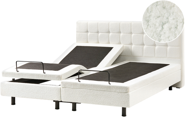 Bett verstellbar Bouclé DUKE 180 x 200 cm Cremeweiß