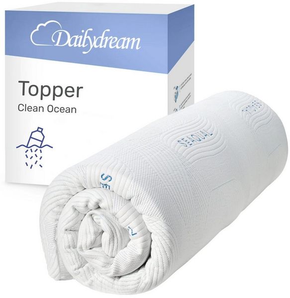 Dailydream viscoelastischer Matratzentopper "Model M" mit Memory Foam Effekt, 90x190x5cm, Edition "Clean Ocean"