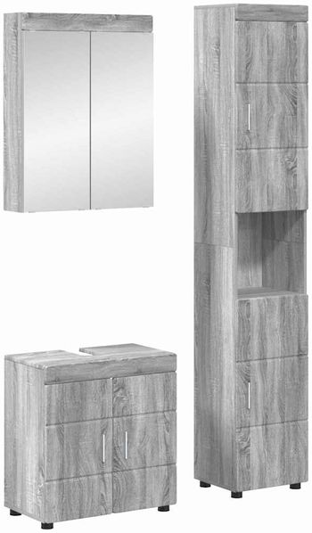 vidaXL Badezimmermöbel-Set TULUM 3 pcs Graues Sonoma 60 x 34 x 63 cm 3398040