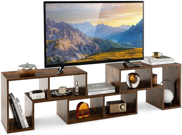 3-teiliger Fernsehschrank aus Holz für TVs bis zu 65" Frei Kombinierbarer Fernsehtisch Braun