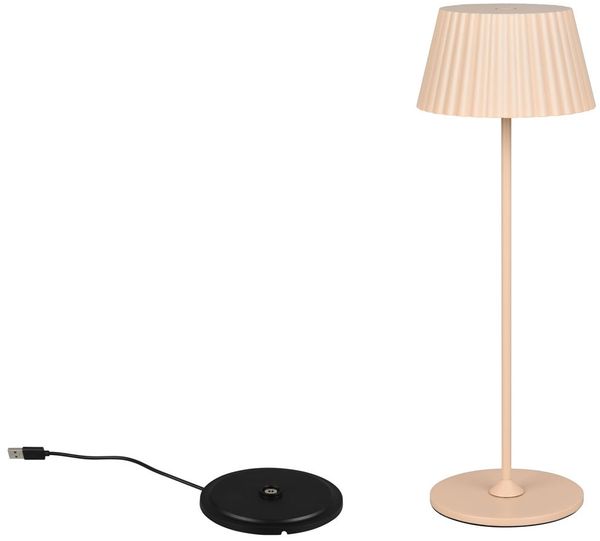Akku LED Tischleuchte SUAREZ kabellos für Innen & Außen, Beige - Höhe 39cm Bild 2
