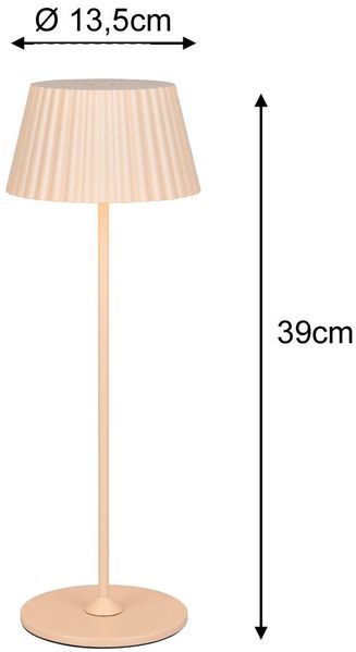 Akku LED Tischleuchte SUAREZ kabellos für Innen & Außen, Beige - Höhe 39cm Bild 4