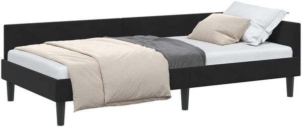 vidaXL Eckbettgestell mit Kopfteil Schwarz 90 cm x 200 cm Samt 42016159 Bild 2