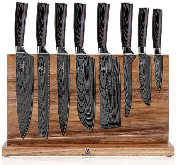 Küchenkompane Messer-Set Messerset mit magnetischem Messerblock - 8-teiliges Küchenmesser Set (2-tlg)