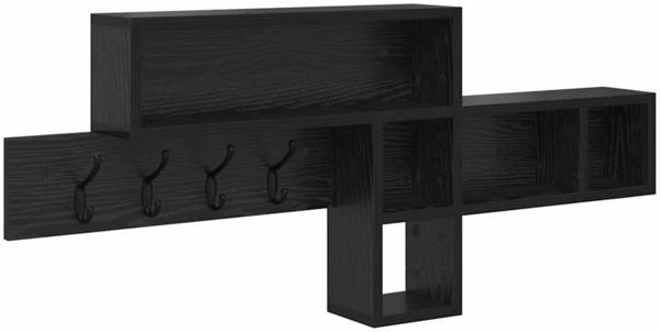 vidaXL Wandmontierter Kleiderständer mit Regal Schwarz Eichen-Optik 874412