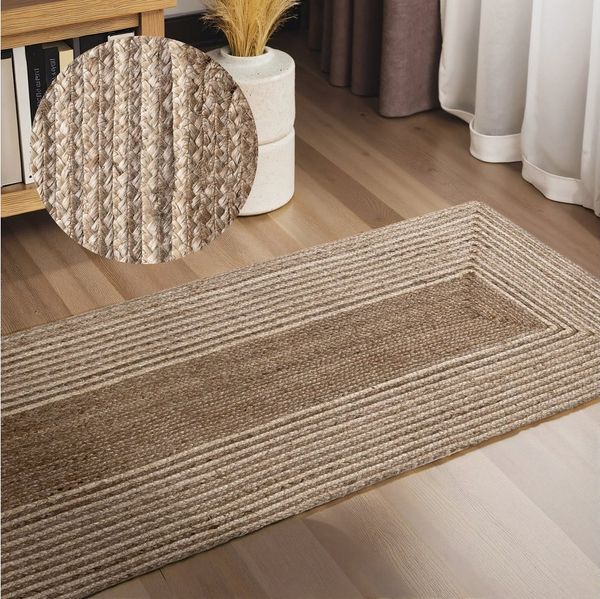 HANSE Home Teppich Juno Line Juteteppich, rechteckig, Höhe: 9 mm, Jute, Shape, Handgemacht, Wohnzimmerteppich, Naturteppich, Wohnzimmer