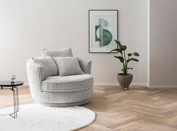 Leonique Drehsessel MAISIE, Love Seat XXL, Lese-Sessel BIG-, Sessel in MEGA CORD u. Web-Velours, 360 Grad drehbar