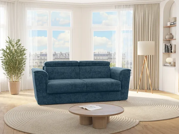 Vente-unique - RIZORA Sofa Stoff Blau - B 223 cm96 cm x H 88 cm x L 210 cm