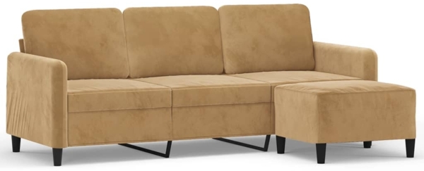 vidaXL 3-Sitzer-Sofa mit Hocker Braun 180 cm Samt 3201181