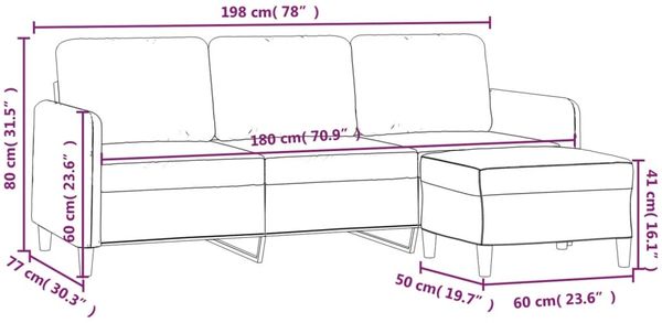 vidaXL 3-Sitzer-Sofa mit Hocker Braun 180 cm Samt 3201181 Bild 7