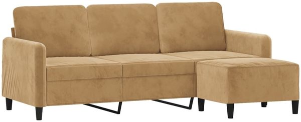 vidaXL 3-Sitzer-Sofa mit Hocker Braun 180 cm Samt 3201181 Bild 3