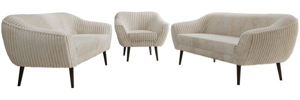 Wohnzimmerset, Möbelset PIRS 3-3-1, Armlehnen, Wellenfederung, schwarze Füße, Dreisitzer Sofas mit Sessel, Polstermöbel Set - Beige Cord Bild 6
