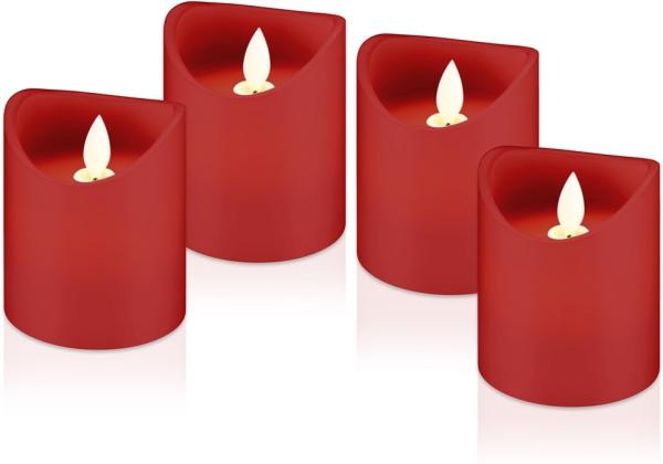 Pro Set of 4 LED real wax candles red - beautiful and