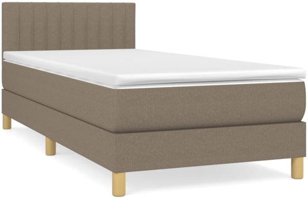vidaXL Boxspringbett mit Matratze Taupe 90x200 cm Stoff 3140749