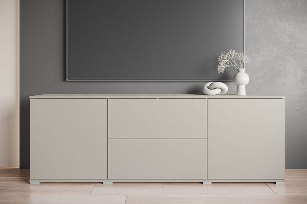 OTTO home Lowboard Kenia (1 St), 2 Türen, 2 Schubladen, Breite 180 cm, höhenverstellbare Einlegeböden
