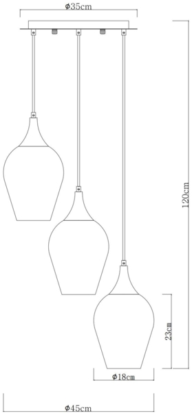 Ausgefallene LED Pendelleuchte mit drei bunten Glas Lampenschirmen, Ø 45cm Bild 8