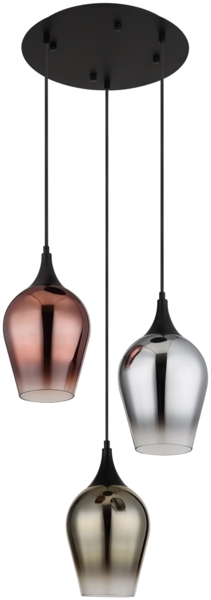 Ausgefallene LED Pendelleuchte mit drei bunten Glas Lampenschirmen, Ø 45cm Bild 6