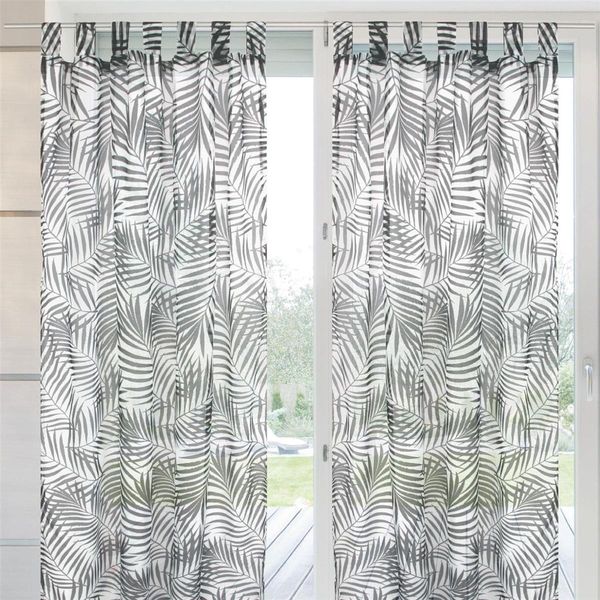 Arsvita 2er Pack Gardine (Black&White) Voile mit Schlaufen 140x245cm Schlaufenvorhang für zu Hause, transparente und moderne Fensterdekoration