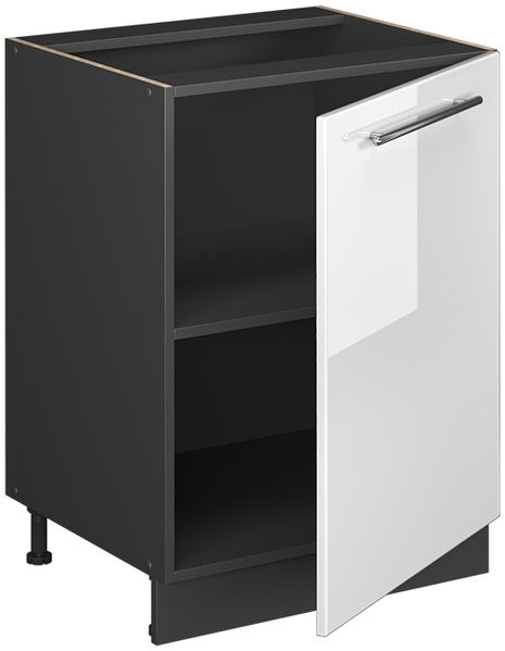 Küchenunterschrank Fame-Line Weiß Hochglanz/Anthrazit 60 cm 1 Tür mit Arbeitsplatte Vicco Bild 6