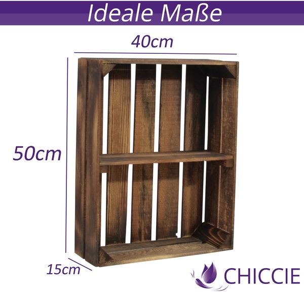 CHICCIE 3 Set Holzregal Schmalhanz - Geflammt 1x kurzes Regal Bild 2