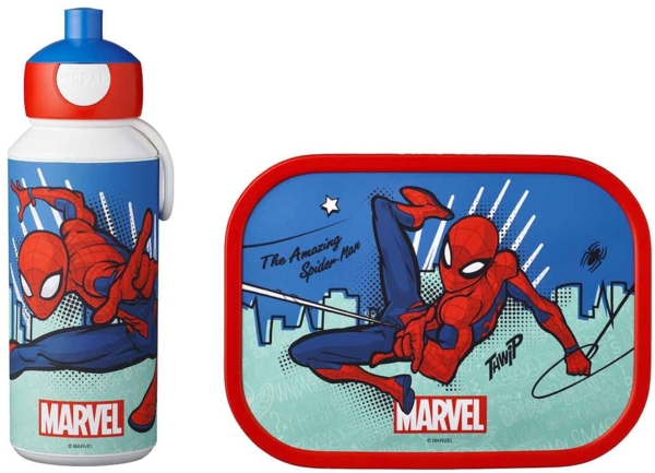 Mepal 'Campus' Lunch-Set mit Pop-up Trinkflasche & Lunch Box, Kunststoff Spiderman, 400 ml / 750 ml
