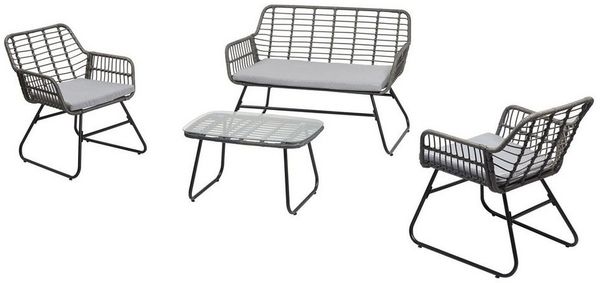 IDIMEX Gartenlounge-Set RIVIERA, Outdoor Lounge Set mit Zweisitzer, 2 Sesseln und Beistelltisch grau