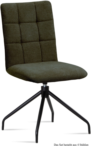 Esszimmerstuhl drehbar (4er-Set) Dolley 47 x 91 x 60 Schwarz/Khaki