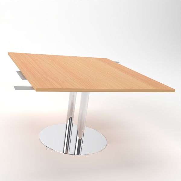 Rheinland Möbel Verkettungsplatte KONTI 120x130 cm – Erweiterungselement in Buche mit verchromtem Tellerfuß, Anbautisch für KONTI Konferenztische 280/400/520 cm, modernes Verbindungselement für Besprechungstische