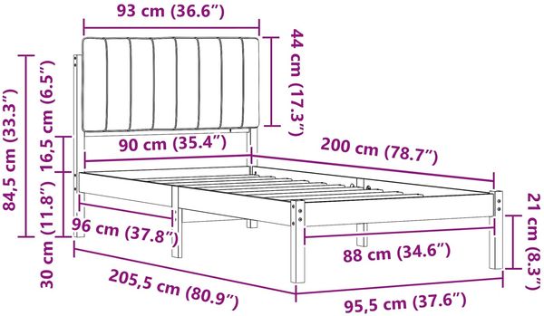 vidaXL Bettgestell mit gepolstertem Kopfteil Natürlich und Taupe 878077 Bild 11