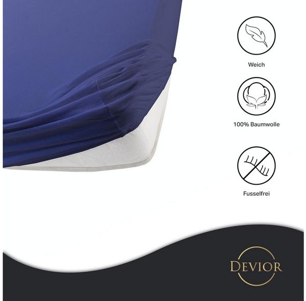 Devior Spannbettlaken 100% Baumwolle für Standardmatratzen, 135 g/m² hochwertig verarbeitet, Jersey, (1 Stück), mit Rundumgummizug atmungsaktiv & pflegeleicht in vielen Größen