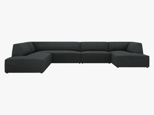 Micadoni Panorama-Ecksofa Ruby 7-Sitzer Links Kord Scala Schwarz