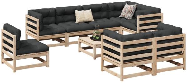 vidaXL 9-tlg. Garten-Sofagarnitur mit Kissen Massivholz Kiefer 3299512