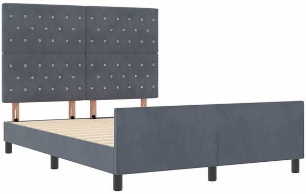 vidaXL Boxspringbett mit Kopfteil Dunkelgrau 160 x 200 cm Samt 3344886 Bild 5