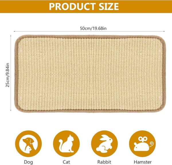 FELIXLEO Kratzmatte Kratzmatte Katze 3 Stück Sisal Kratzbrett Selbstklebend 50x25cm, (1-tlg)