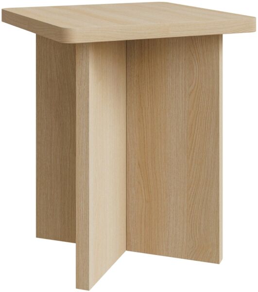 Selsey Quadratischer Couchtisch Eiche – Holz Couchtisch Klein 42 cm mit geometrischer Basis, Eleganter Minimalismus im Japandi-Stil für Wohnzimmer, Modernes Design
