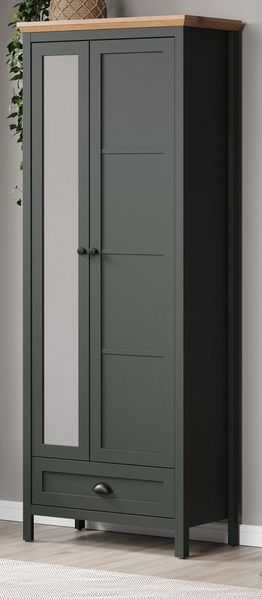 trendteam Garderobenschrank Stanton (Garderobe in Landhaus grün, 77x198 cm) mit Spiegeltür