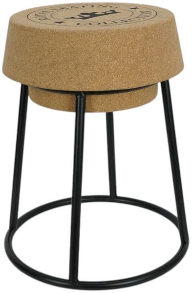 Korkhocker massivum Corko braun 40x50x40 cm Sitzhocker rund Designhocker Metallgestell Beistellhocker Flurhocker Dekohocker Barmöbel