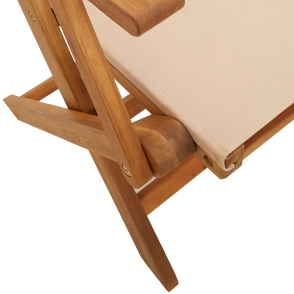 vidaXL Gartenstühle 6 Stk. Klappbar Beige Stoff und Massivholz 3214584 Bild 7