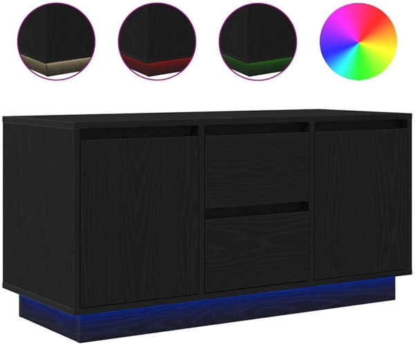 vidaXL TV-Schrank mit LED-Leuchten Schwarz Eichen-Optik 100x41x50 cm 861410